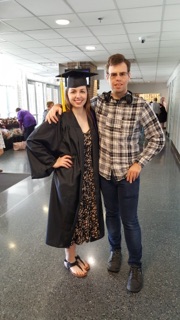 [Image is a picture of me and my brother on my college graduation. I'm wearing the same geometric dress with my cap and gown]. 