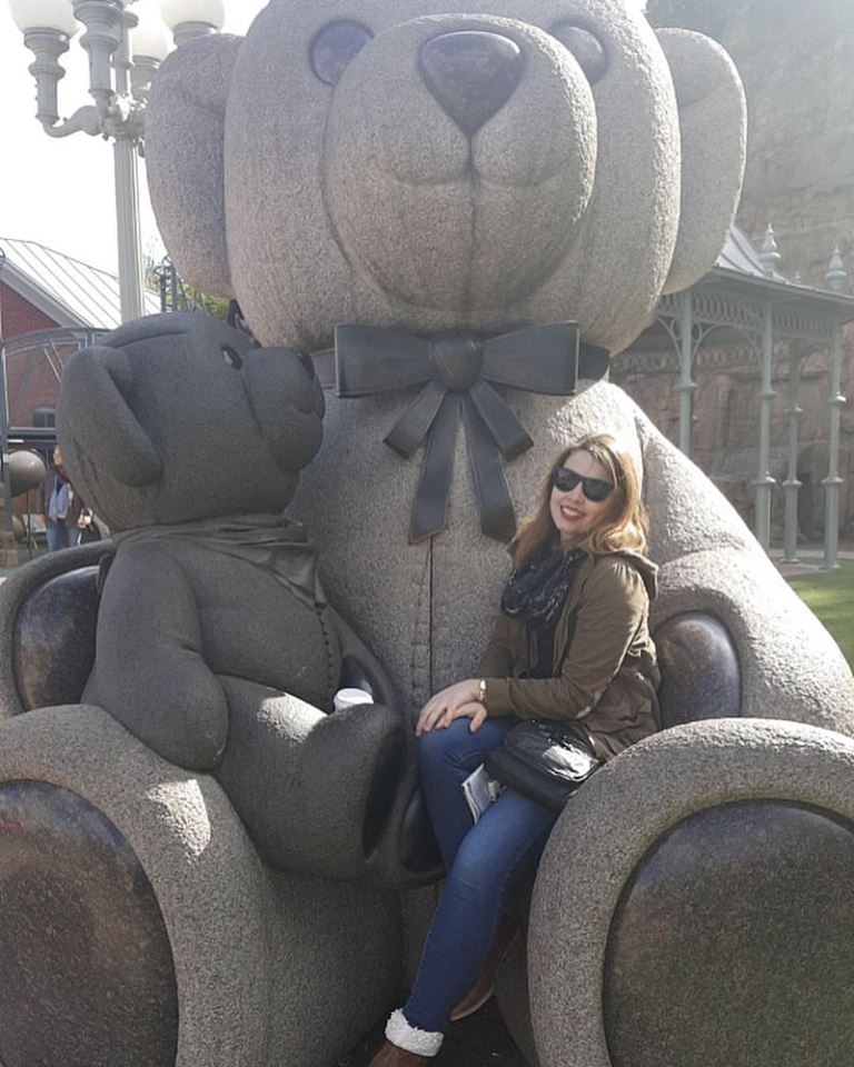 [Image is me sitting on one of the bear statues]