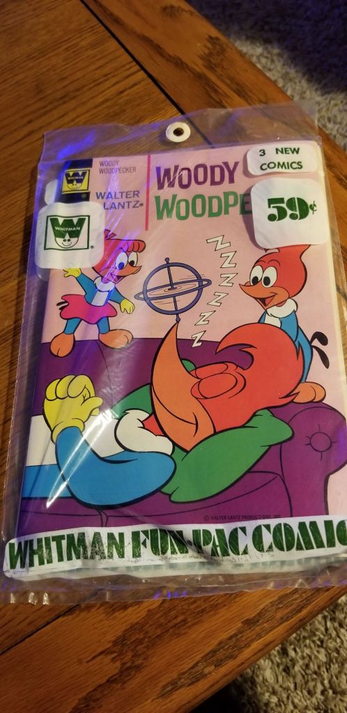 [Image is a Woodpie Comic in plastic]