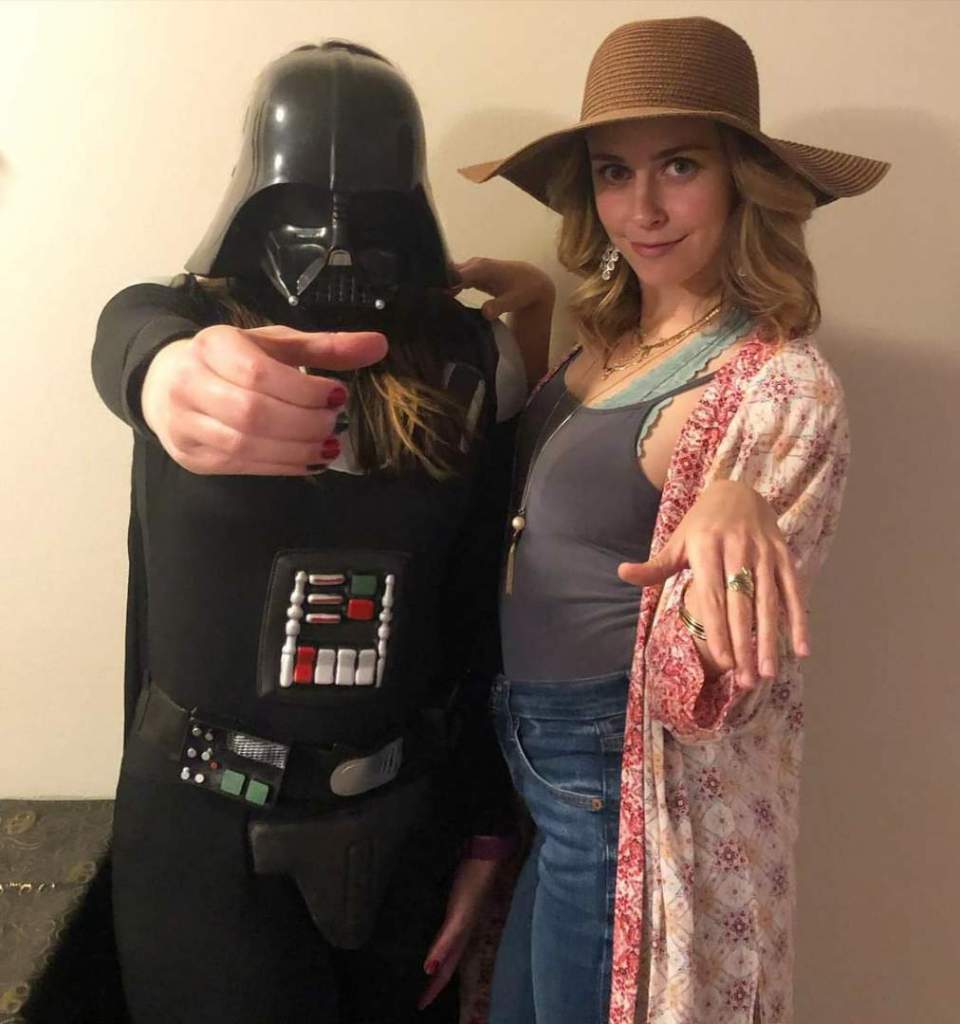 Photo is of me and my friend. I'm dressed as Darth Vader, she's dressed as Alexis from Schitt's Creek. 