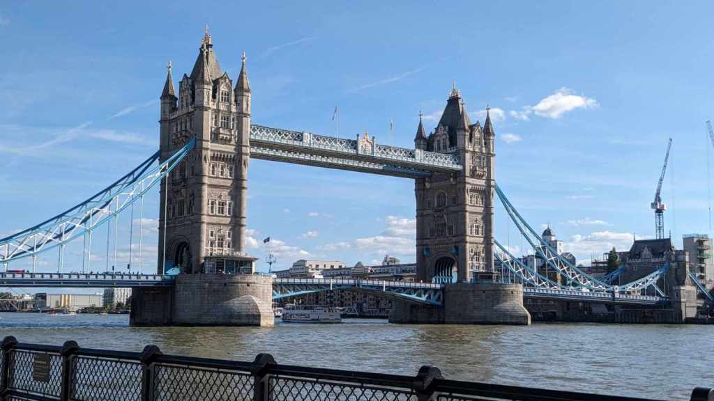 Image is a photo of Tower Bridge in London.