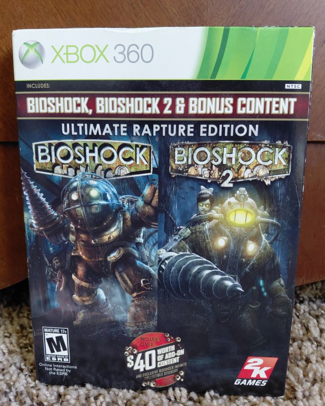 Image is a photo of the video game, BioShock and BioShock 2. It's one game, but has both game discs in it. This is the Xbox 360 copy of the game. 